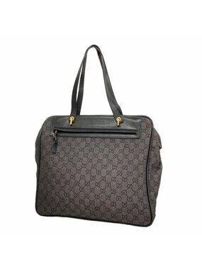 Gucci Tote Bag Denim Black Gold